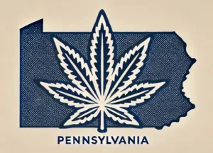 Pennsylvania with Cannabis Leaf